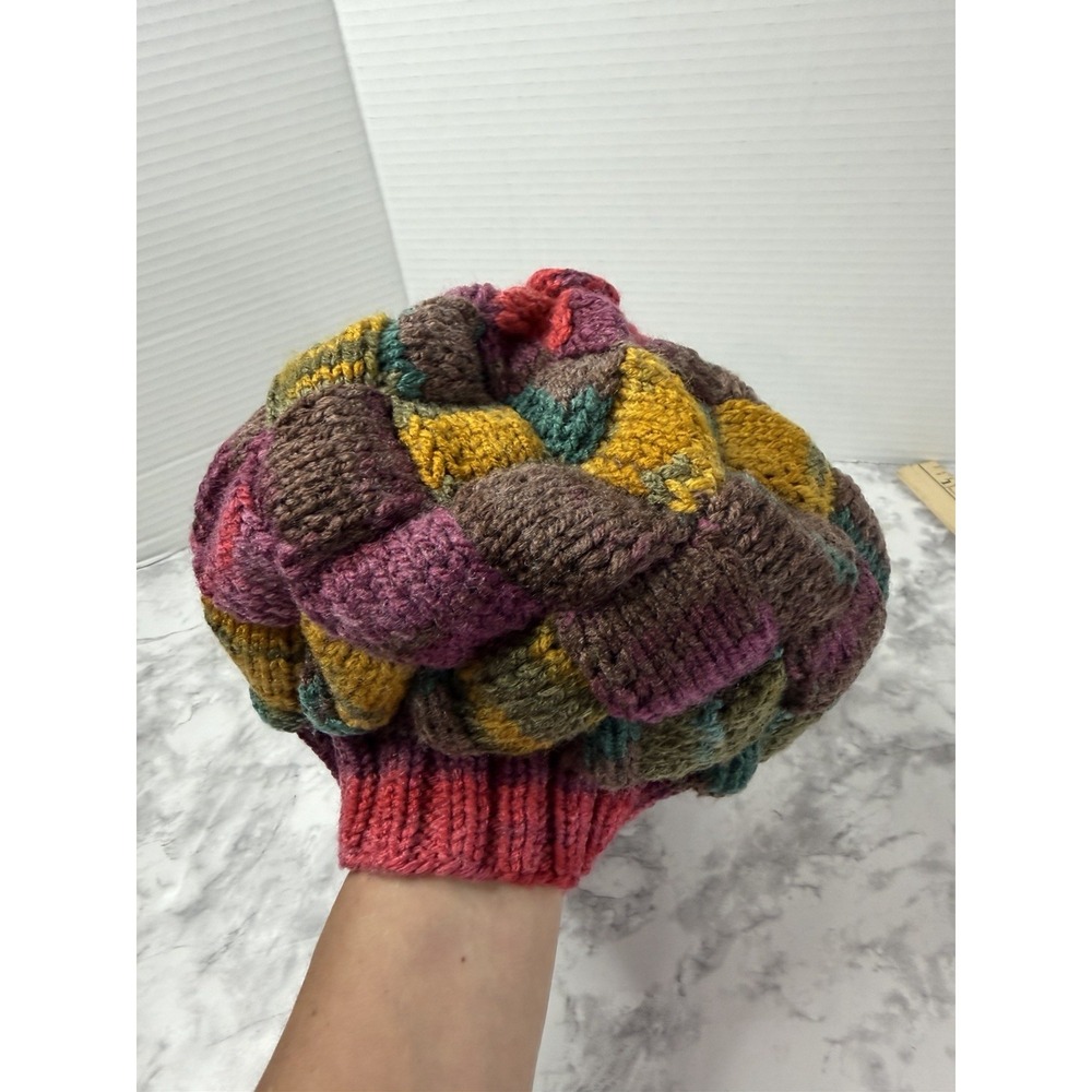 Chunky Cable Knit Cozy Winter Handmade Y2K Vintage Beanie Cap Hat 90's Boho Vibe - Picture 4 of 10